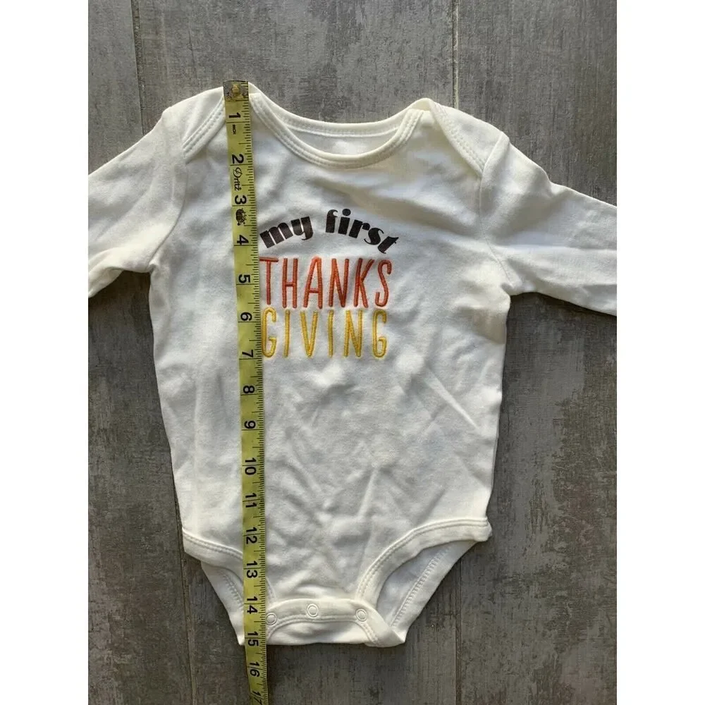 Carter's Baby Long Sleeve MY FIRST THANKSGIVING Bodysuit White 6 Months Boy Girl